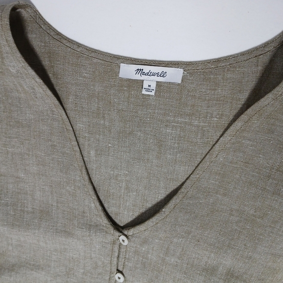 Madewell Alexandra Linen Blend Button Front Mini Dress. Size M - Picture 5 of 13